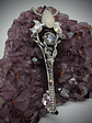 RTS - Crescent moon & Antelope skull key pendant with Imperial purple Moisonite and opal - Sterling - thumbnail 5