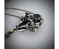 Freya, double Crescent moon articulated cat skull key pendant