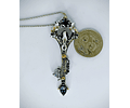Freya, double Crescent moon articulated cat skull key pendant