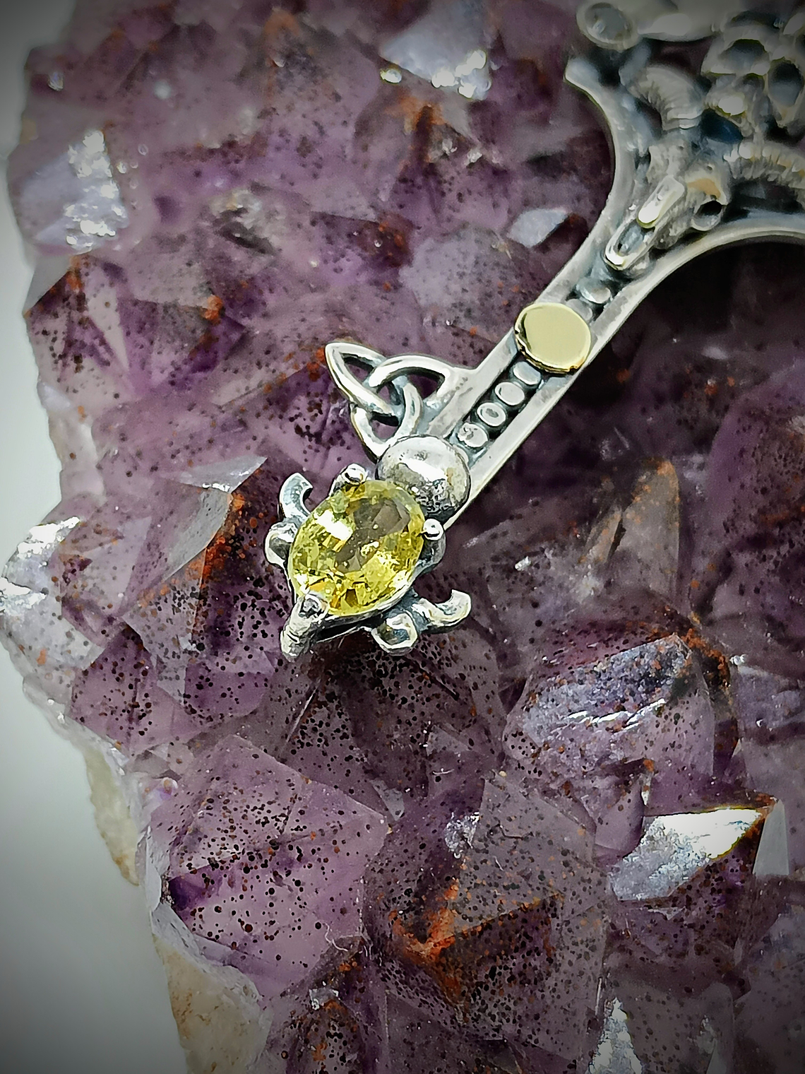 Gothic Skulls, crescent moons and Witch's knot key pendent - Sterling  4