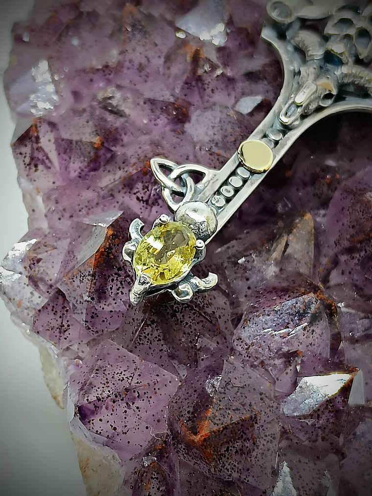 Gothic Skulls, crescent moons and Witch's knot key pendent - Sterling  4