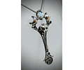 Hummingbird skull & Pentagram key pendant 