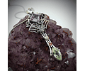 Amethyst and green spinel spiderweb key pendent