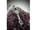 Amethyst and green spinel spiderweb key pendent