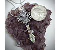 Amethyst and green spinel spiderweb key pendent