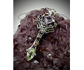 Amethyst and green spinel spiderweb key pendent