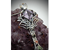 Amethyst and green spinel spiderweb key pendent