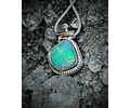 Opal, green diamond and moisonite necklace