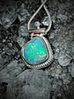 MTO - Opal, green diamond and moisonite necklace - Sterling - thumbnail 1