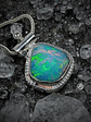MTO - Opal, green diamond and moisonite necklace - Sterling - thumbnail 4