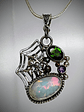 MTO - Sterling Spiderweb, opal and green tourmaline pendant - Sterling  - thumbnail 1