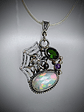 MTO - Sterling Spiderweb, opal and green tourmaline pendant - Sterling  - thumbnail 2