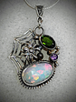 MTO - Sterling Spiderweb, opal and green tourmaline pendant - Sterling  - thumbnail 4