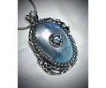 Water blue Pisces vibes, Osmena pearl with blue moisonite, sterling.