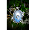 Water blue Pisces vibes, Osmena pearl with blue moisonite, sterling.