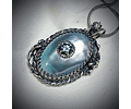 Water blue Pisces vibes, Osmena pearl with blue moisonite, sterling.