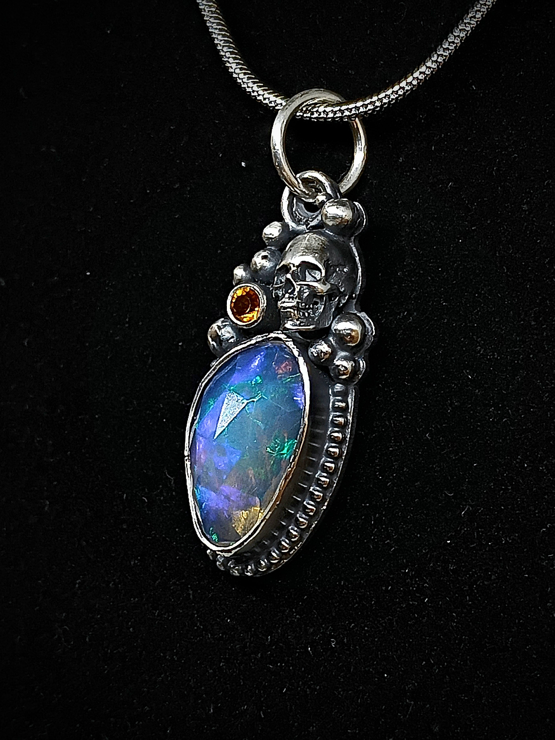RTS - Lost Souls, Gothic opal, hessanite garnet, pendant - Sterling 3