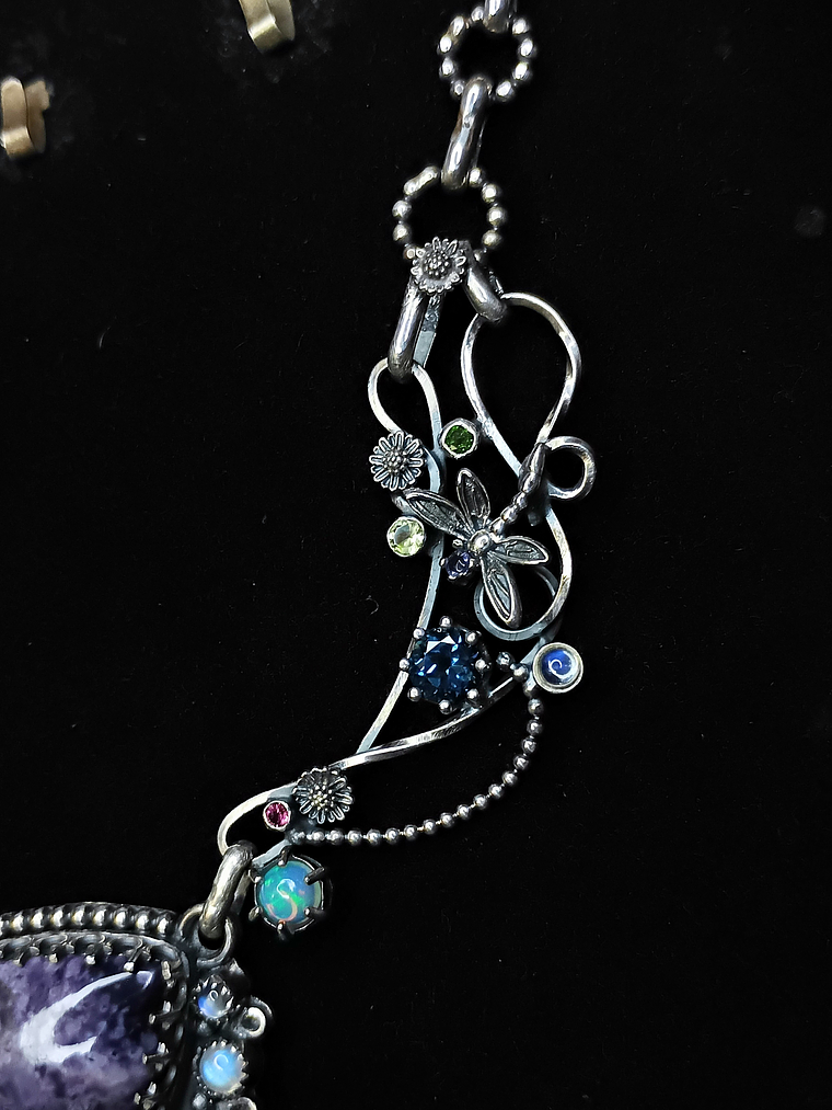 Hope - Large Tiffany stone whimsical necklace - Sterling 4