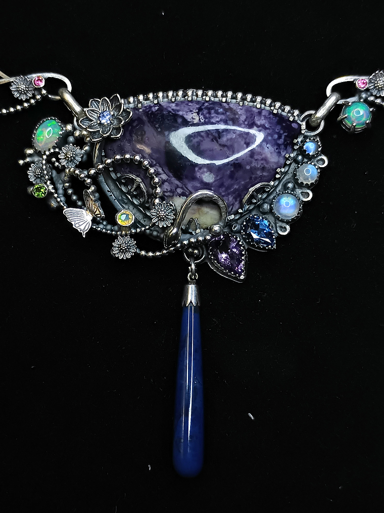 Hope - Large Tiffany stone whimsical necklace - Sterling 3