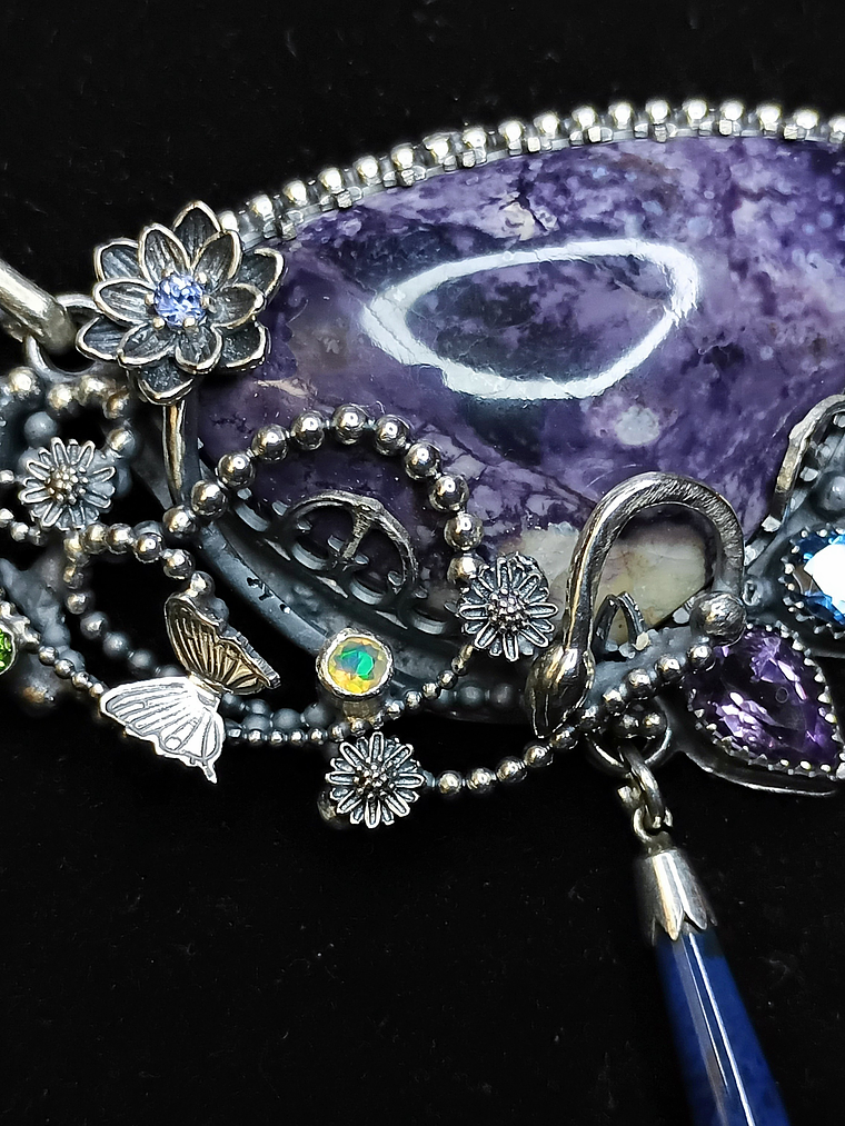 Hope - Large Tiffany stone whimsical necklace - Sterling 7