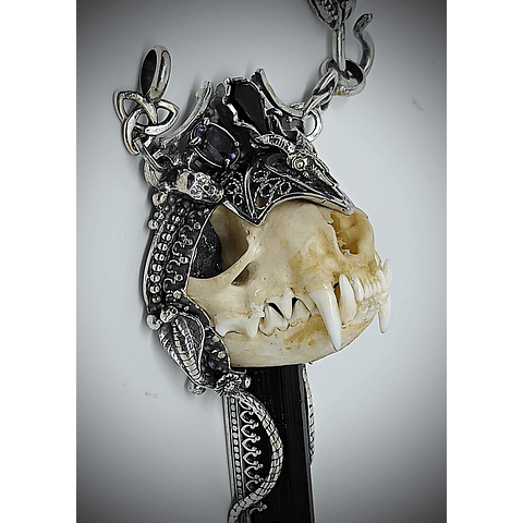 Queens revenge - Art Piece - Mink skull and gemstone talisman. 