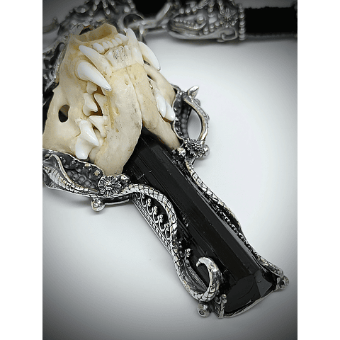 Queens revenge - Art Piece - Mink skull and gemstone talisman. 
