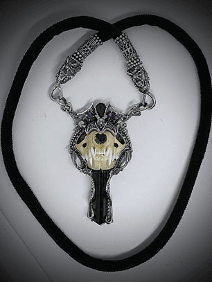 Queens revenge - Art Piece - Mink skull and gemstone talisman. 