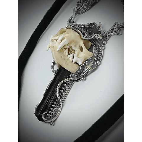 Queens revenge - Art Piece - Mink skull and gemstone talisman. 