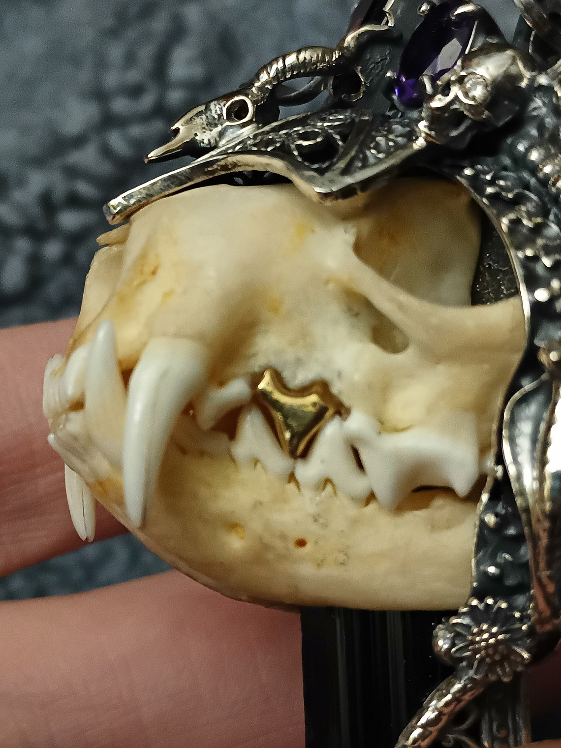 MTO - Queens revenge - Art Piece - Mink skull and gemstone talisman - Sterling 12