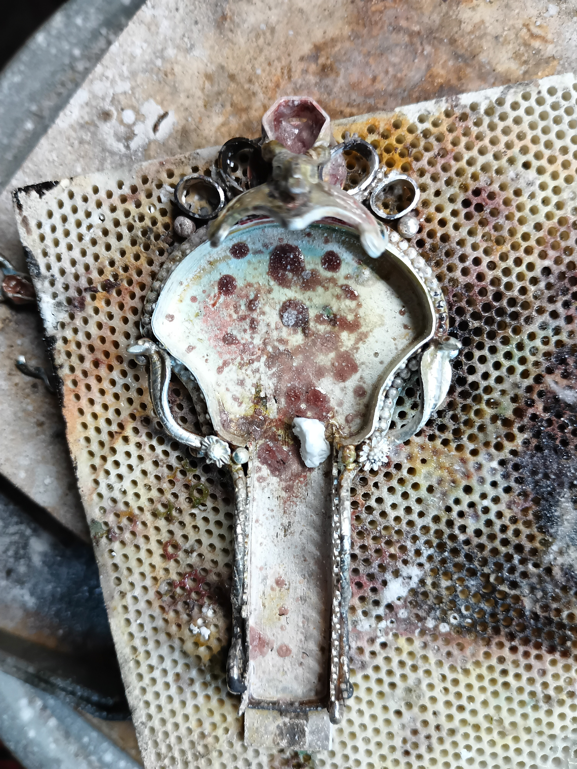 MTO - Queens revenge - Art Piece - Mink skull and gemstone talisman - Sterling 18