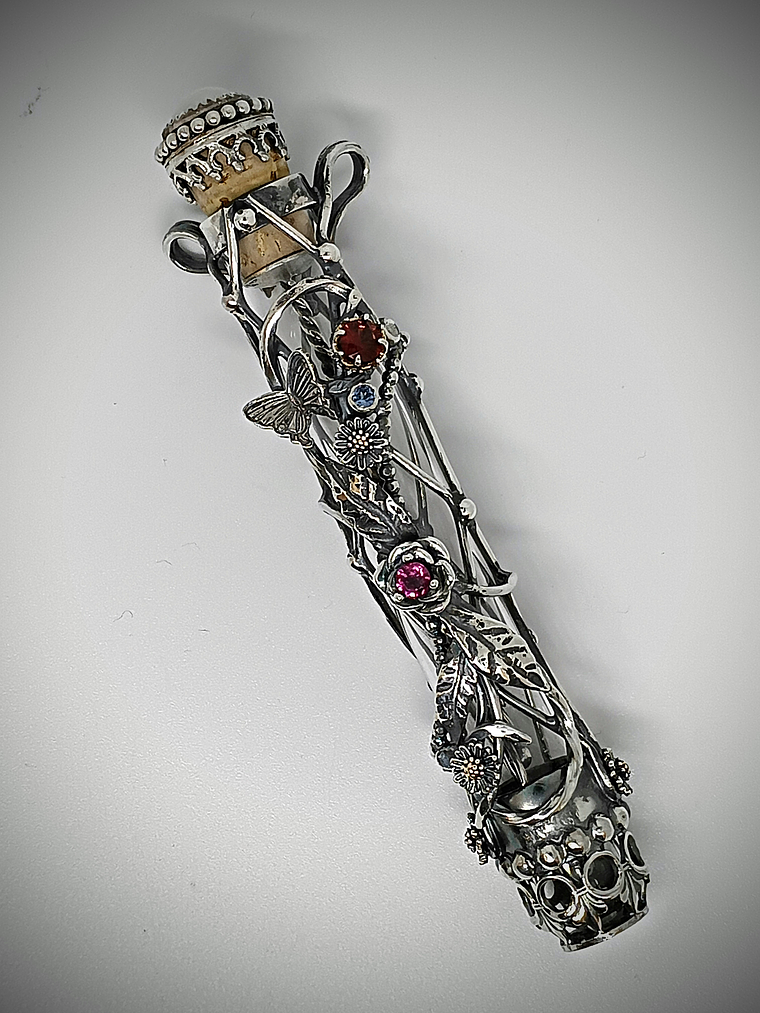 MTO - Victorian bubble wand, bottle pendant necklace - Sterling  10