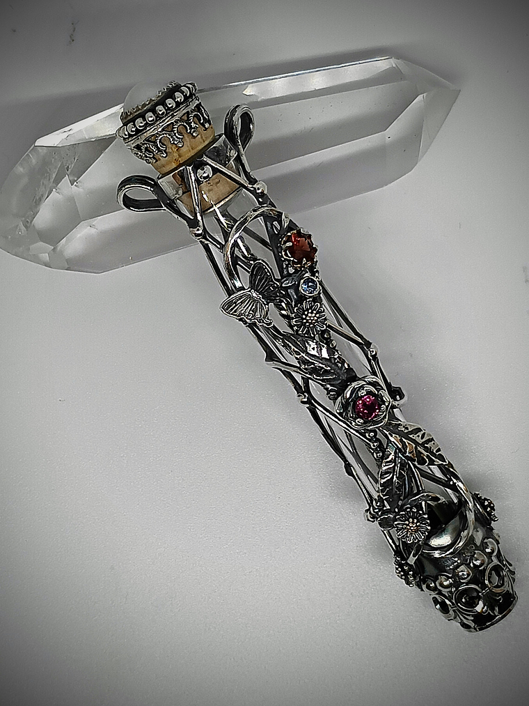 MTO - Victorian bubble wand, bottle pendant necklace - Sterling  14