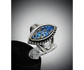Vintage blue Dragons breath glass ring style one - Sterling 
