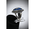 Vintage blue Dragons breath glass ring style one - Sterling 