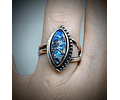 Vintage blue Dragons breath glass ring style one - Sterling 