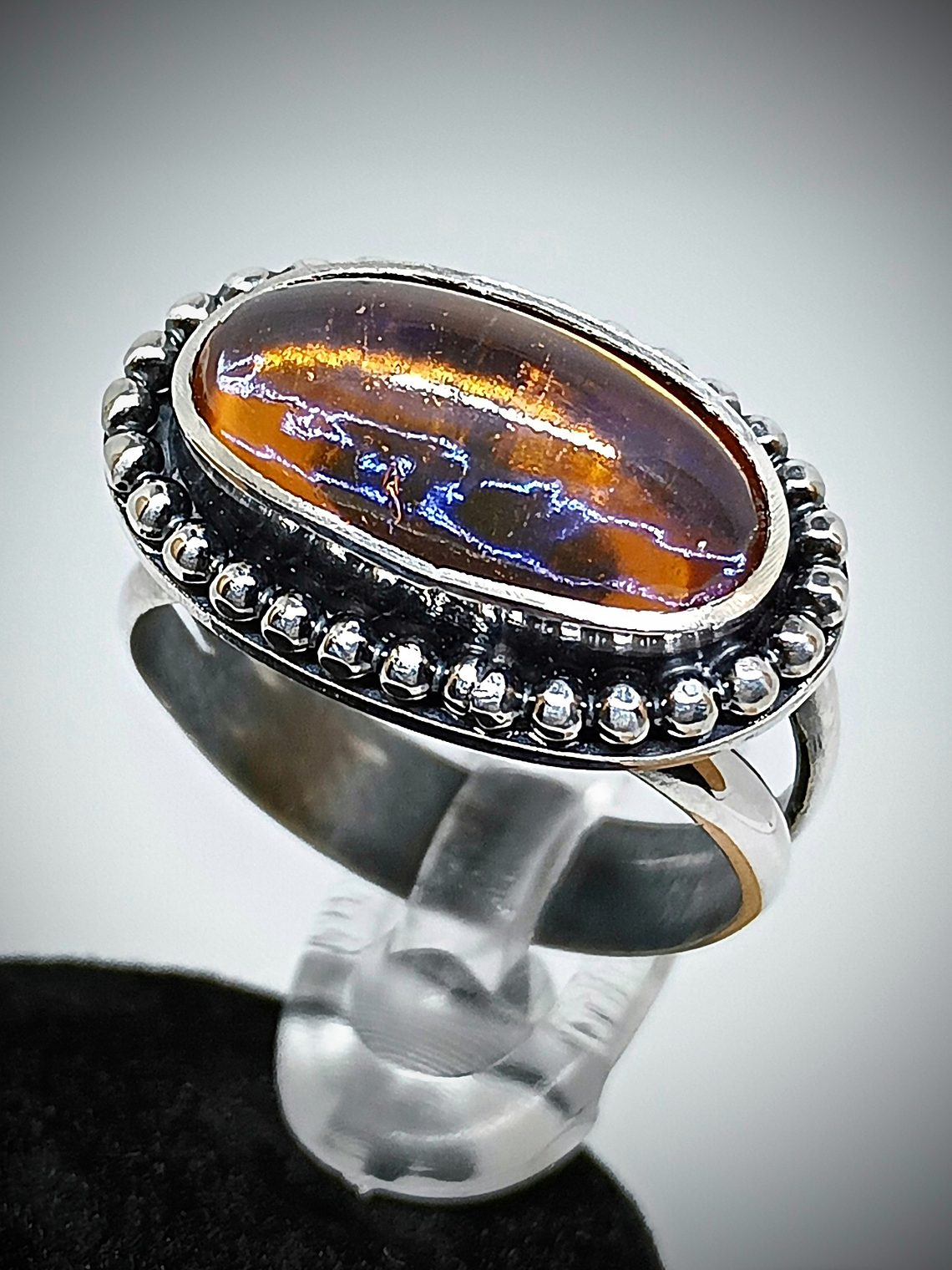 Vintage Dragons breath glass ring style 2 - Sterling 1