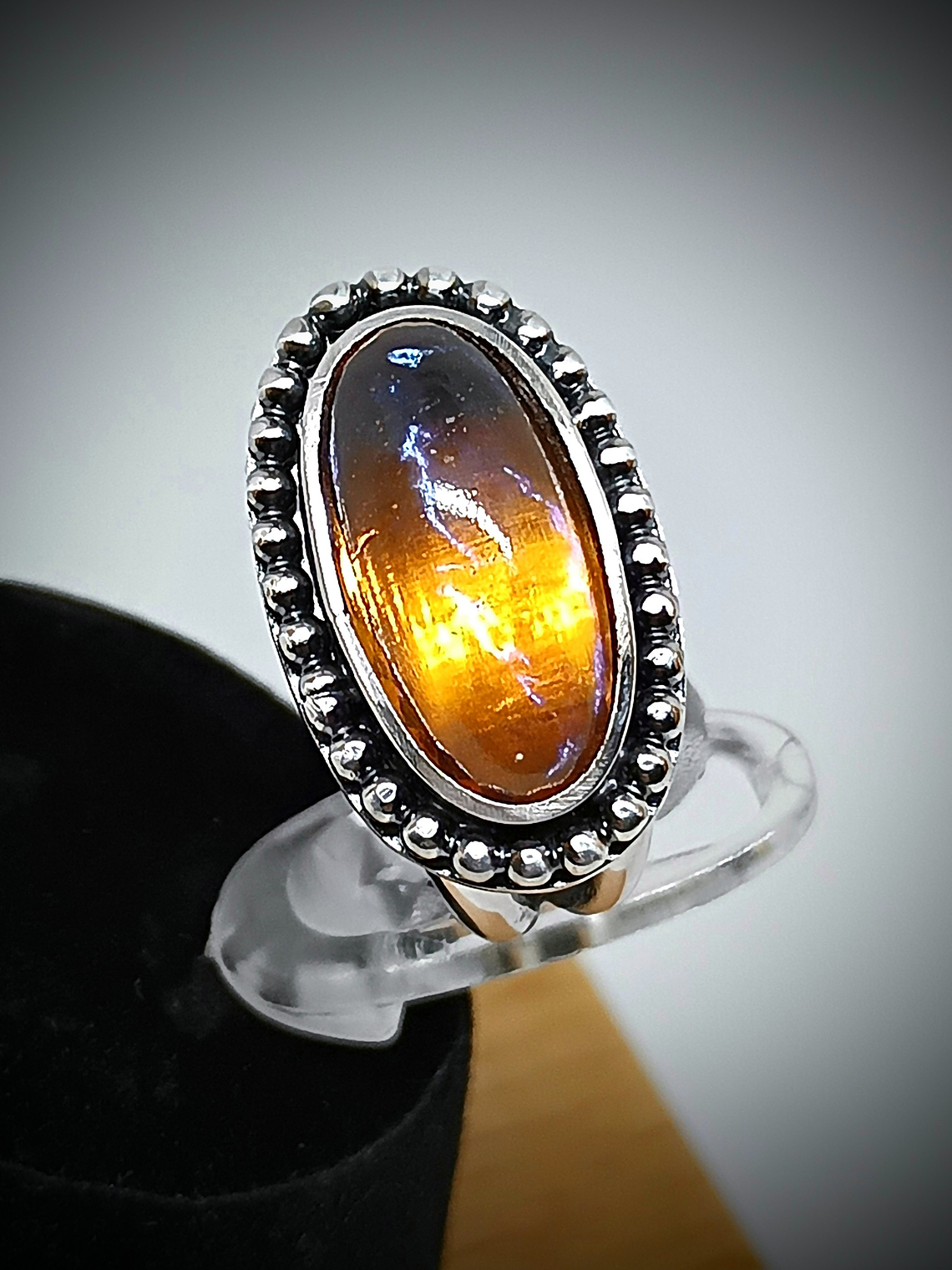Vintage Dragons breath glass ring style 2 - Sterling 5