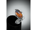 Art deco style, Antique orange true Dragons breath glass opal ring style 4 - Sterling 