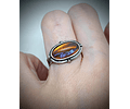Art deco style, Antique orange true Dragons breath glass opal ring style 4 - Sterling 