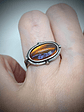 Art deco style, Antique orange true Dragons breath glass opal ring style 4 - Sterling  - thumbnail 4