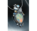 Opal, sapphire, moonstone and Luna moth necklace 