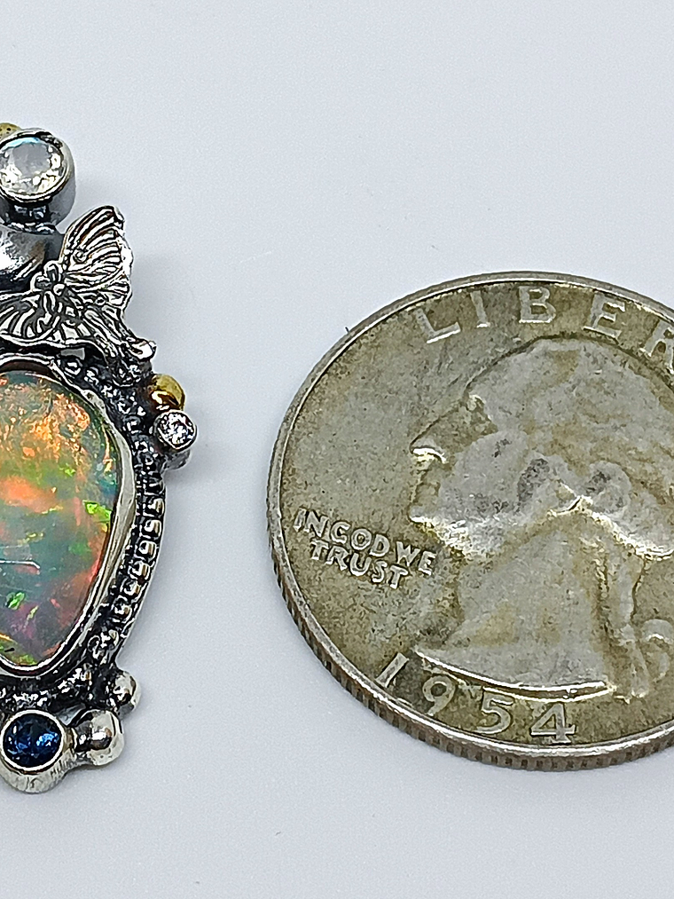 Opal, sapphire, moonstone and Luna moth necklace  4