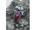 Ruby, opal and tanzanite Luna moth pendant
