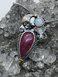 Ruby, opal and tanzanite Luna moth pendant - thumbnail 1