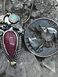 Ruby, opal and tanzanite Luna moth pendant - thumbnail 4