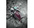 Ruby, opal and tanzanite Luna moth pendant