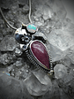 Ruby, opal and tanzanite Luna moth pendant - thumbnail 3