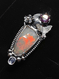 Luna Moth pendant with Opal, Alexandrite and Tanzanite - Sterling - thumbnail 1