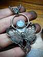Fabulous, engraved death-heads Hawk moth, moonstone, garnet and opal - Sterling - thumbnail 8
