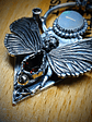 Fabulous, engraved death-heads Hawk moth, moonstone, garnet and opal - Sterling - thumbnail 9